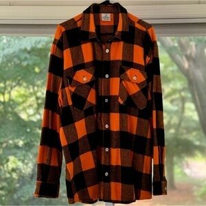Rothco Extra Heavyweight Buffalo Plaid Flannel Shirt, Orange Plaid, XXL